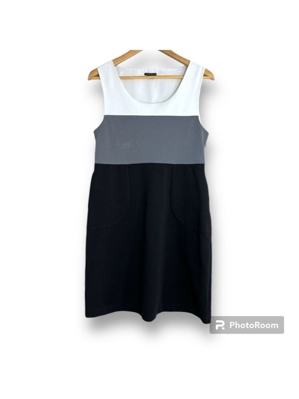 Theory Colorblock Audrey Sleeveless Dress Pockets Size 10 Minimalist Workwear